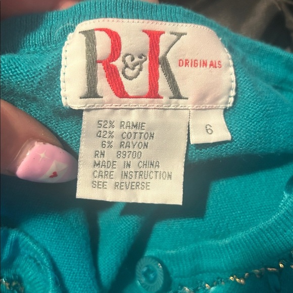 Y2K Vintage Women’s Size Small Blue Cardigan Sweater Sequins Embroidered Cottage - Picture 9 of 9